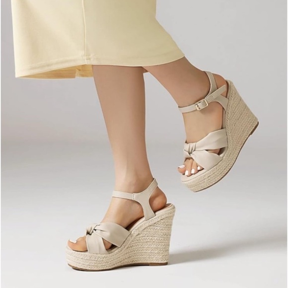 ZodyBoer Womens High Heel Espadrille Platform Wedges Sandals with Bow Tie NWOT 9 - Picture 2 of 10